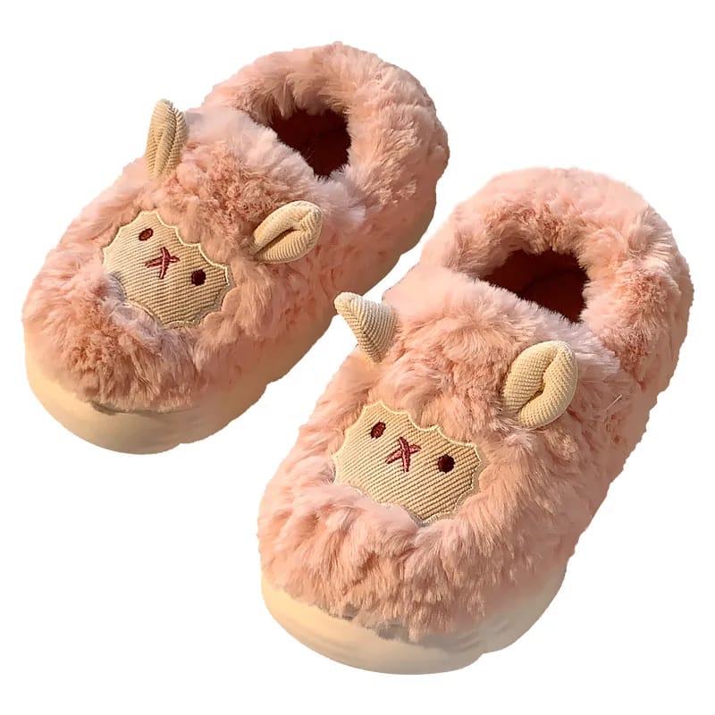 Cute little cotton slippers ladies autumn and winter 2025 new bag heel moon shoes non-slip fluffy slipper ins