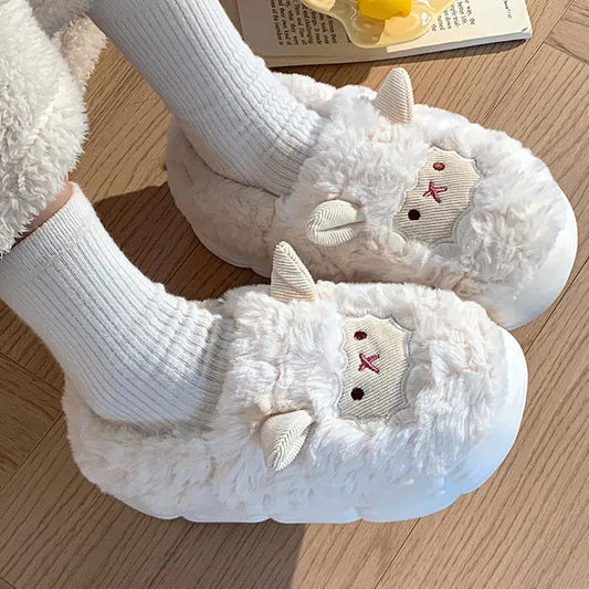 Cute little cotton slippers ladies autumn and winter 2025 new bag heel moon shoes non-slip fluffy slipper ins