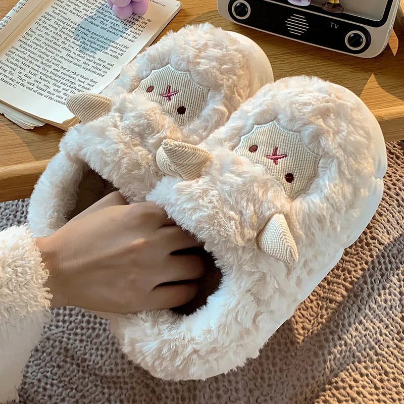 Cute little cotton slippers ladies autumn and winter 2025 new bag heel moon shoes non-slip fluffy slipper ins