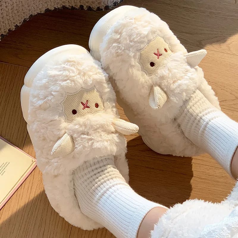 Cute little cotton slippers ladies autumn and winter 2025 new bag heel moon shoes non-slip fluffy slipper ins