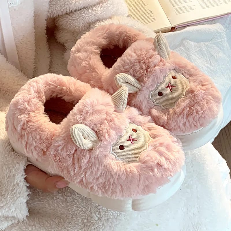Cute little cotton slippers ladies autumn and winter 2025 new bag heel moon shoes non-slip fluffy slipper ins