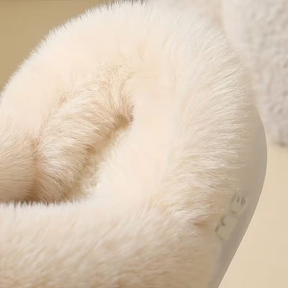 Casual Winter Slip-On Slippers for Women - Plush Lined Soft Fluffy House Shoes